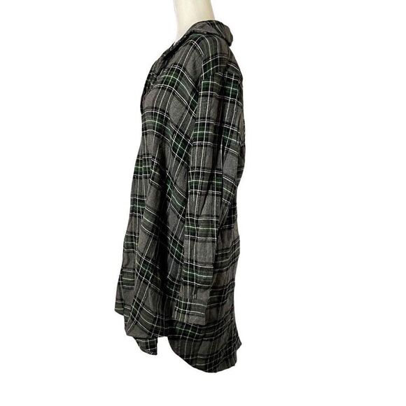Mes Demoiselles Women's Tartan Pattern 3-Button Front Midi Dress Green Gray 18W - Picture 2 of 4